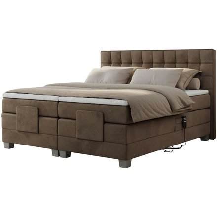 Motor Boxspringbett mit Bettkasten Elektro, braun