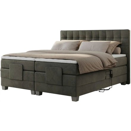 Motor Boxspringbett mit Bettkasten Elektro, grau