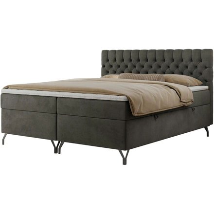 Boxbett mit Bettkasten Grimaldi, grau