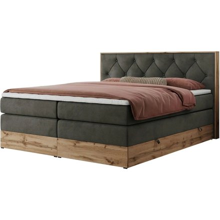 Boxspringbett mit Bettkasten Veneto King, grau