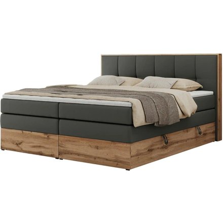 Boxspringbett mit Bettkasten Albero 1 King, grau