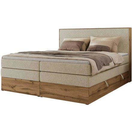 Boxspringbett mit Bettkasten Wood Classic King, creme