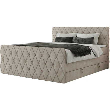Boxspringbett mit Bettkasten Miren King Duo, beige