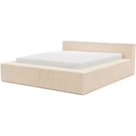S-STYLE Polsterbett Cord mit Bettkasten und Lattenrost Noord, beige