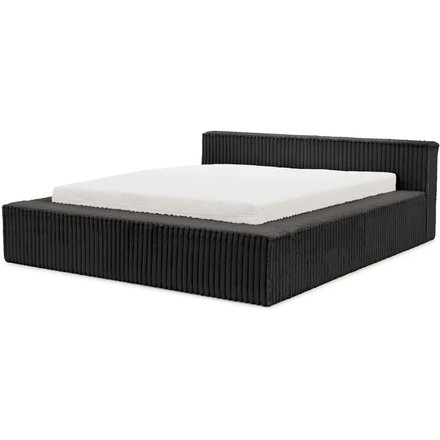 S-STYLE Polsterbett Cord mit Bettkasten und Lattenrost Noord, grau