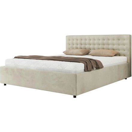Polsterbett 200x200 Beige mit Bettkasten Pavo Classic, beige
