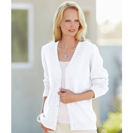 "Damart Crochet Trim Cardigan"