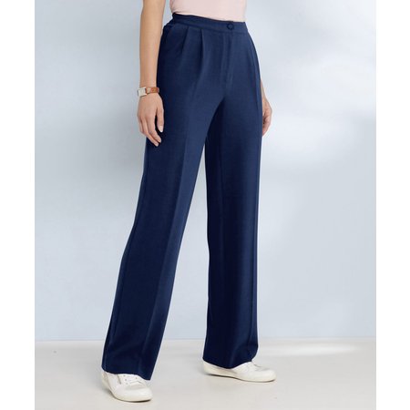 "Damart Wide-Leg Crêpe Trousers"