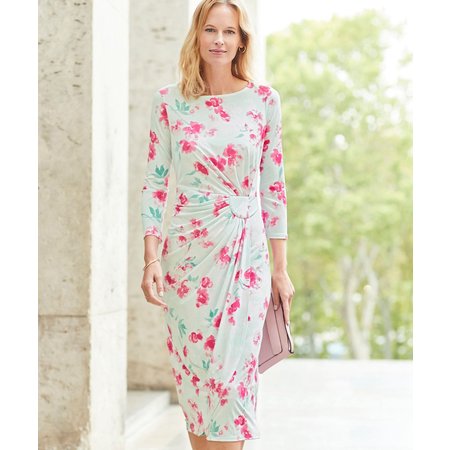 "Damart Floral Gathered Waist Dress"