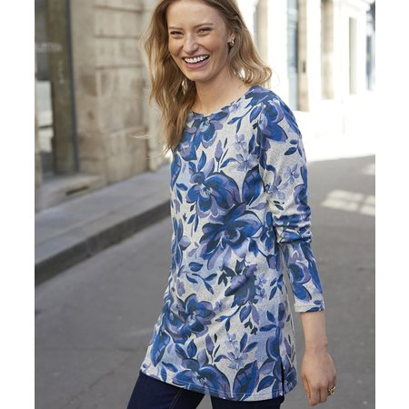 "Damart Floral Print Long Sleeved Brushed Tunic"