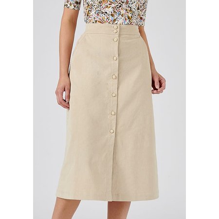 "Damart Corduroy Skirt with Button Detail"