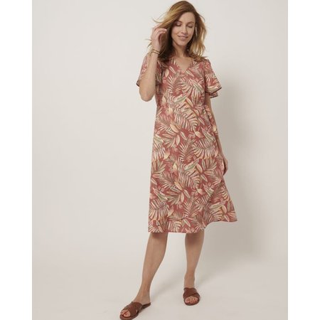 "Damart Print Mock Wrap Dress"