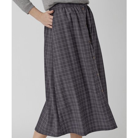"Damart Check Button-Through Skirt"