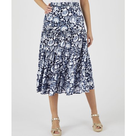 "Damart Print Tiered Skirt"