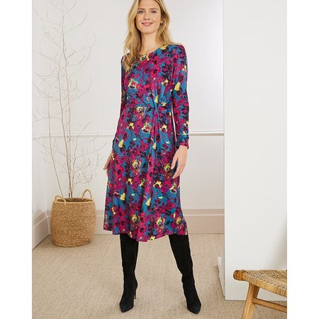 "Damart Jersey Mock Wrap Effect Dress"