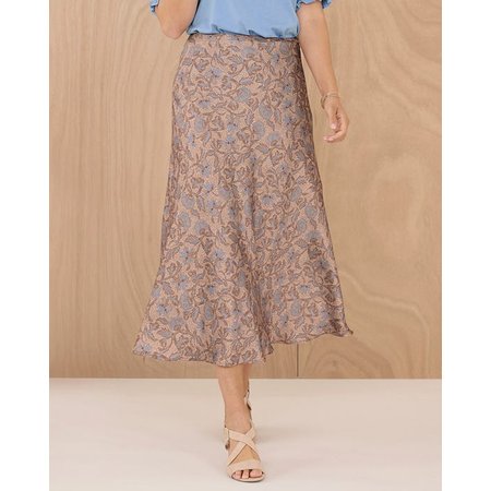 "Damart Printed Satin Skirt"