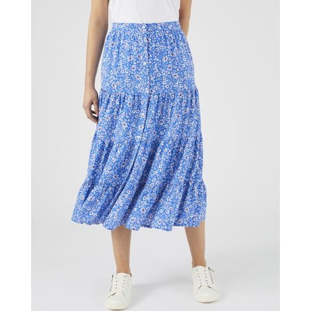 "Damart Button-through Print Skirt"