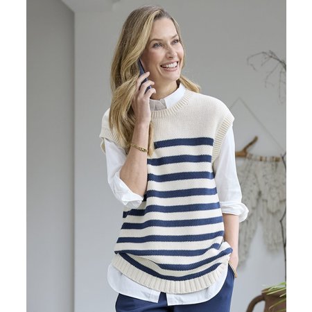 "Damart Stripe Sleeveless Jumper"