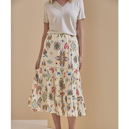 "Damart Printed Crinkle Skirt"