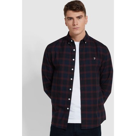 "Damart Farah Oxford Check Long Sleeved Shirt"