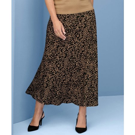"Damart Pull-on Leopard Print Skirt"