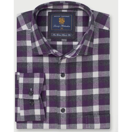 "Damart Brook Taverner Melange Check Casual Long Sleeve Shirt"