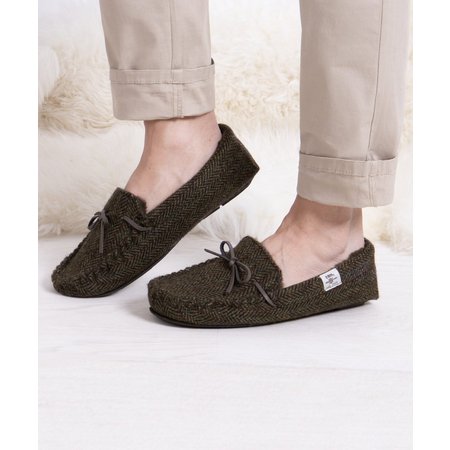 "Damart Totes Mens Woven Wool Mix Moccasin Slippers"