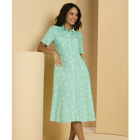 "Damart Floral Print Shirt Dress"