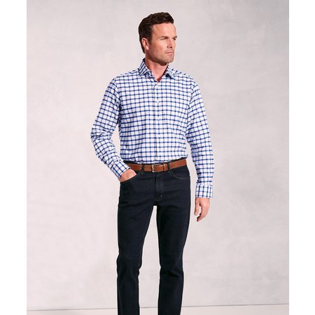 "Damart Brook Taverner - Oxford Grid Check Long Sleeve Shirt"