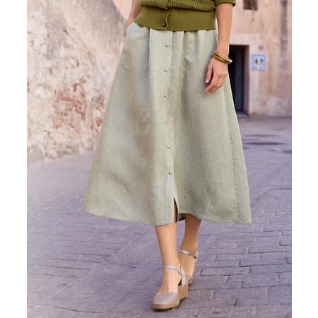 "Damart Linen Mix Button-through Skirt"