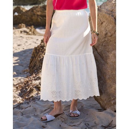 "Damart Broderie Anglaise Frill Trim Skirt"