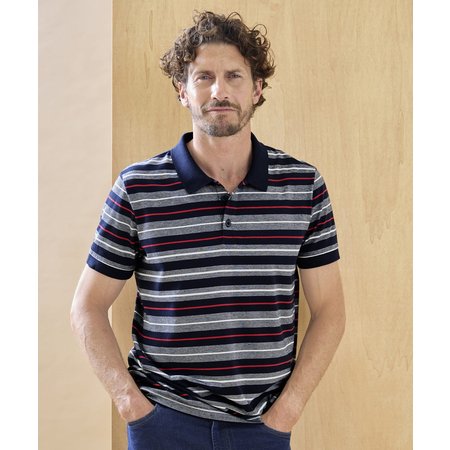 "Damart Stripe Short Sleeve Polo T-shirt"