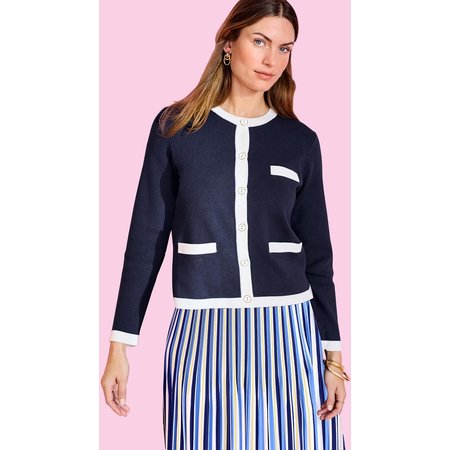 "Damart Contrast Trim Cardigan"