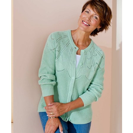 "Damart Cotton Blend Pointelle Cardigan"
