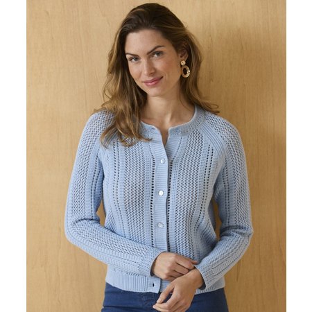"Damart Pointelle Round Neck Cardigan"