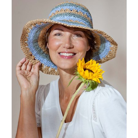 "Damart Stripe Straw Effect Sun Hat"