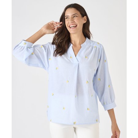 "Damart Embroidered Stripe Blouse"