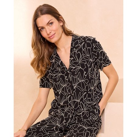 "Damart Embroidered Short Sleeve Blouse"