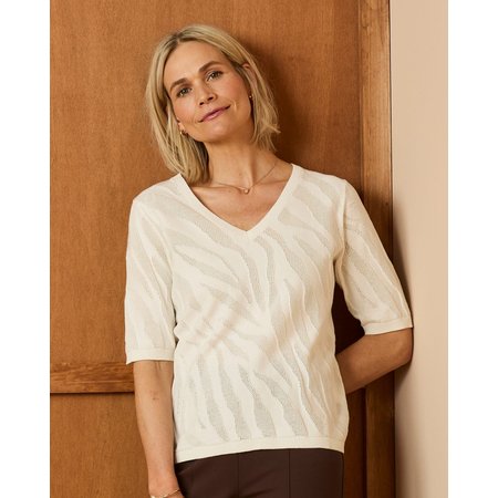 "Damart Zebra Pointelle Jumper"