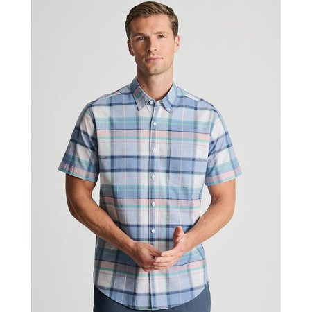 "Damart Brook Taverner Portofino Madras Blue Check S/S shirt"