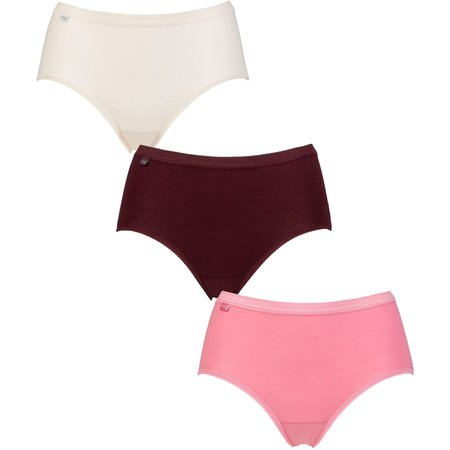 "Women's 3 Pair Sloggi Basic Midi Briefs Pink UK 14"