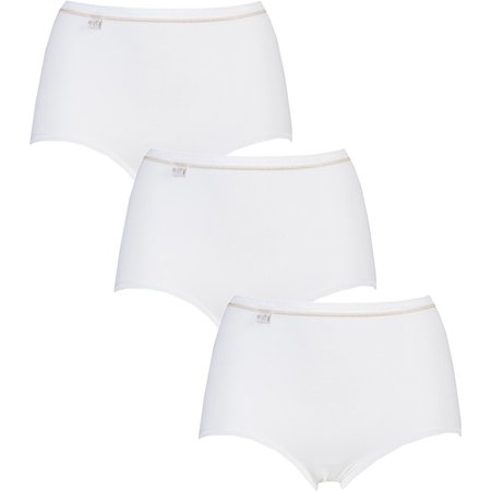 "3 Pack White / Gold Basic Maxi Briefs Ladies 12 Ladies - Sloggi"