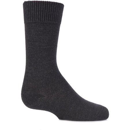 "1 Pair Anthracite Melange Comfort Wool Plain Socks Kids Unisex 9-11.5 Kids (4-6 Years) - Falke"