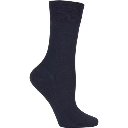 "1 Pair Dark Navy Sensitive Berlin Merino Wool Left And Right Comfort Cuff Socks Ladies 5.5-8 Ladies - Falke"