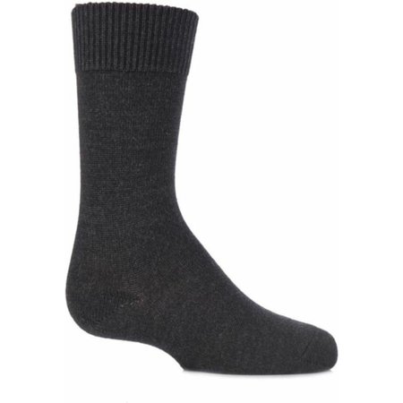 "1 Pair Anthracite Melange Comfort Wool Plain Socks Kids Unisex - Falke"