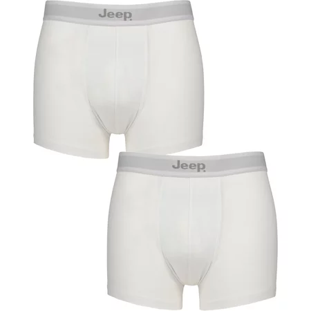 "2 Pack White Cotton Plain Fitted Hipster Trunks Men's Medium - Jeep"