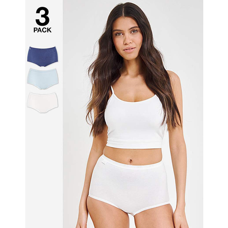 Sloggi Women's Basic+ Maxi 3 Pack Briefs in Blue | Size: 10