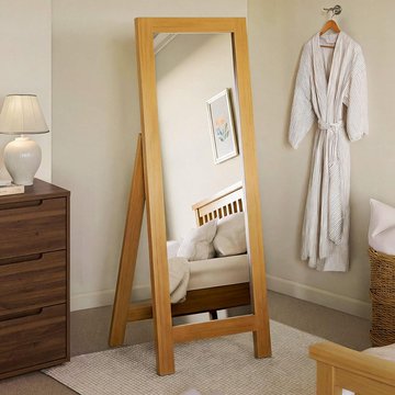 Churchill waxed pine cheval bedroom mirror - 53cm x 147cm