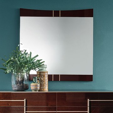 Bellagio wall mirror - high gloss walnut - wooden