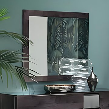 Heritage wall mirror - dark velvet birch high gloss
